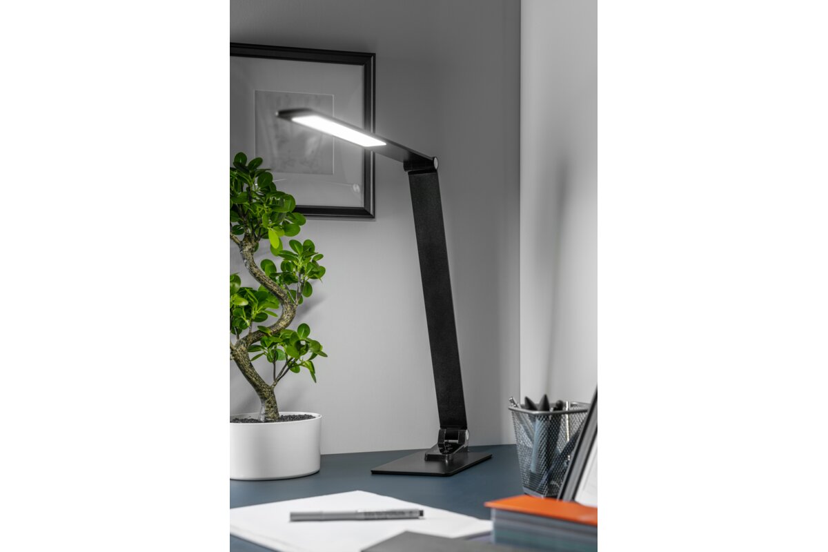 Настільна лампа Loneos,12W, 700lm,AC220-240V,3-CCT, 5 діапазони дімміровання,RA>80,USB,Чорний
