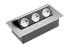 Меблева розетка 3x Schuko розетка, кабель 1,5м, алюміній