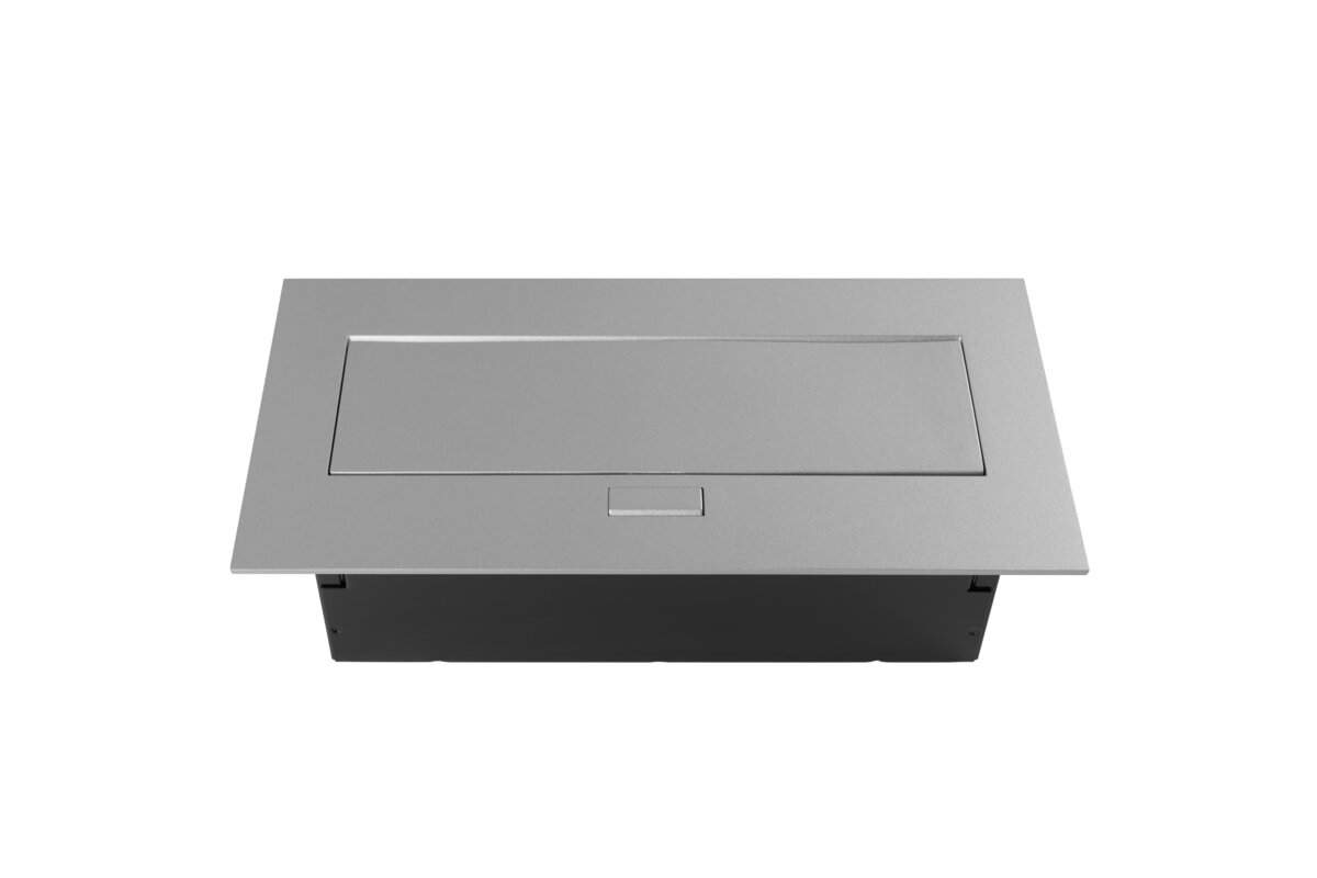 Меблева розетка 2x розетка із заземленням, USB A+C, кабель живлення з вилкою, алюміній