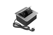 Меблева розетка AVARO, 1хSHUKO, USB A+C, кабель 1.5 м, алюміній