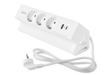 Меблева розетка BASCO, 3хSHUKO, USB A+C, кабель 1.5 м, білий
