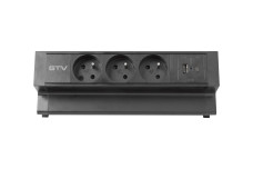 Розетка для меблів Basco, 3 х розетки із заземленням, USB A+C, кабель 1,5м, чорний з кріпленням