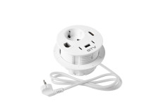 Меблева розетка RONDO, 1хSHUKO, 1xUSB-A, 2xUSB-C, HDMI, RJ45 кабель 1.5 м, білий