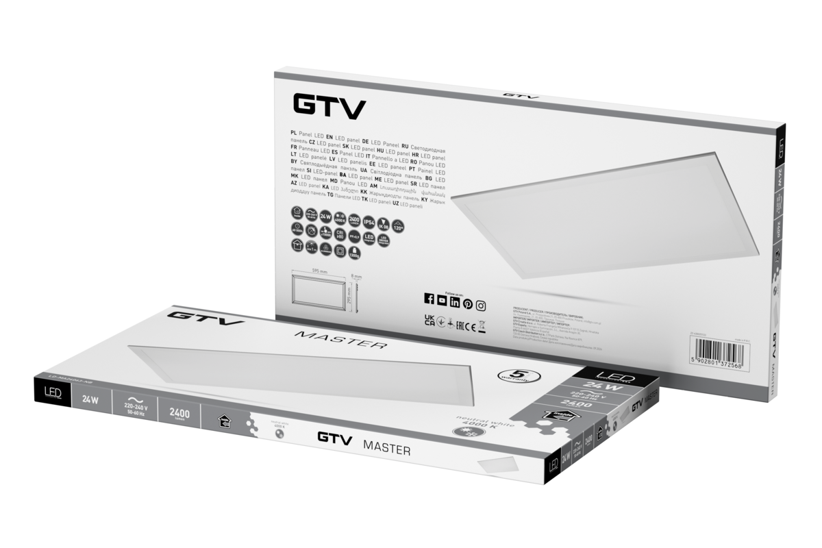 Світлодіодна панель MASTER, 30x60cm, 4000K, 24W, 2400lm, AC220-240V, PF>0, 9, IP54