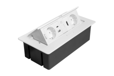 Меблева розетка MULTISOFT, 2хSHUKO, USB A+C, RJ45, HDMI, кабель 1.5 м, білий
