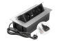 Меблева розетка MULTISOFT 2x розетка із заземленням, USB A+C, RJ45, HDMI, кабель живлення зі штепсельною вилкою, алюміній