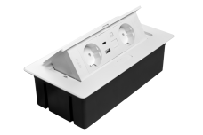 Меблева розетка MULTISOFT, 2хSHUKO, USB A+C, RJ45, кабель 1.5 м, білий