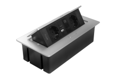 Меблева розетка MULTISOFT, 2хSHUKO, USB A+C, RJ45, кабель 1.5 м, алюміний