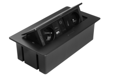 Меблева розетка MULTISOFT, 2хSHUKO, USB A+C, RJ45, HDMI кабель 1.5 м, чорний