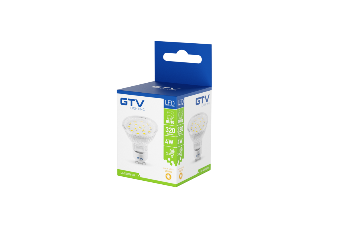 Світлодіодна лампочка, SMD 2835, тепла біла, GU10, 4W, 230V, кут розсіювання 120*, 320 lm, 43 mA