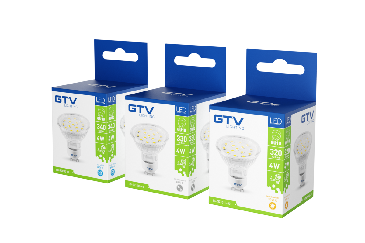 Світлодіодна лампочка, SMD 2835, тепла біла, GU10, 4W, 230V, кут розсіювання 120*, 320 lm, 43 mA