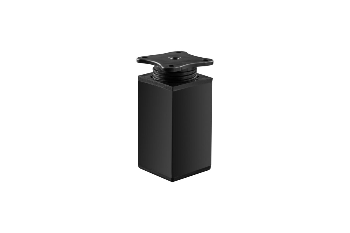 Ніжка алюмінієва DAK-27 квадратна 40×40 мм, H=80 мм регульована, колір чорний