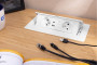 Меблева розетка MULTISOFT 2x розетка із заземленням, USB A+C, RJ45, кабель живлення з вилкою, білий