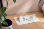 Меблева розетка MULTISOFT 2x розетка із заземленням, USB A+C, RJ45, кабель живлення з вилкою, білий