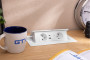 Меблева розетка MULTISOFT 2x розетка із заземленням, USB A+C, RJ45, кабель живлення з вилкою, білий