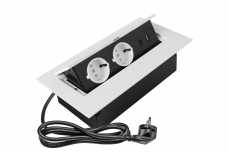 Меблева розетка, 2хSHUKO, USB A+C, без кабелю, білий