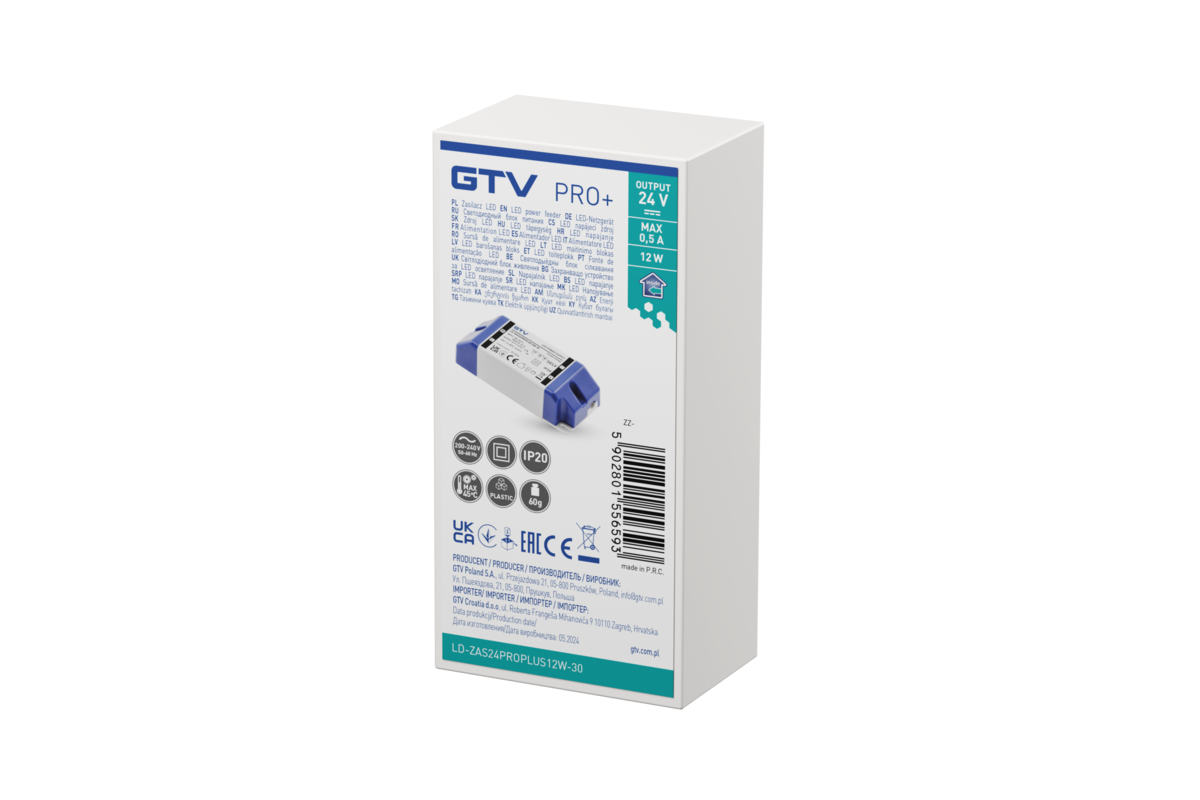 Блок живлення PRO+, DC24В, 12 Вт, вхід AC220-240В, IP20