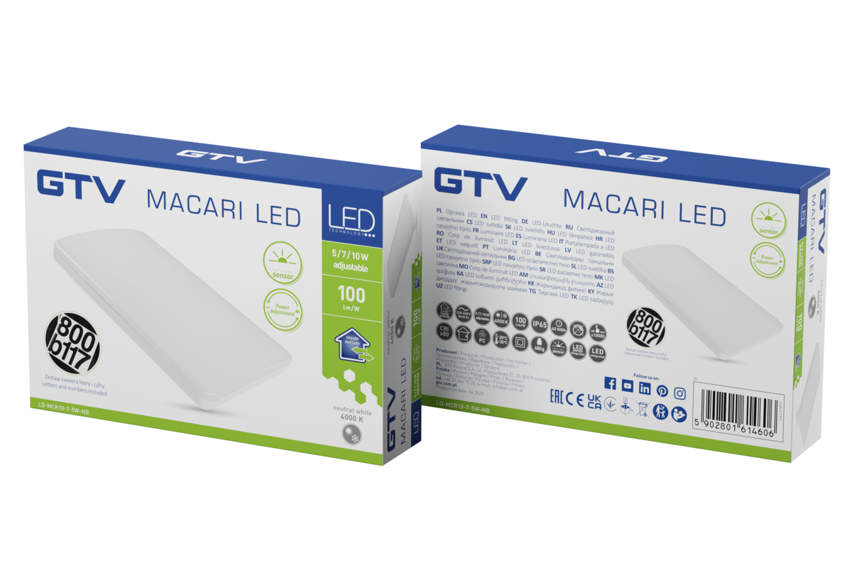 Сутінковий освітлювальний прилад MACARI, LED, 10-7-5 Вт, 100 лм/Вт, 4000K, AC220-240V, IP65