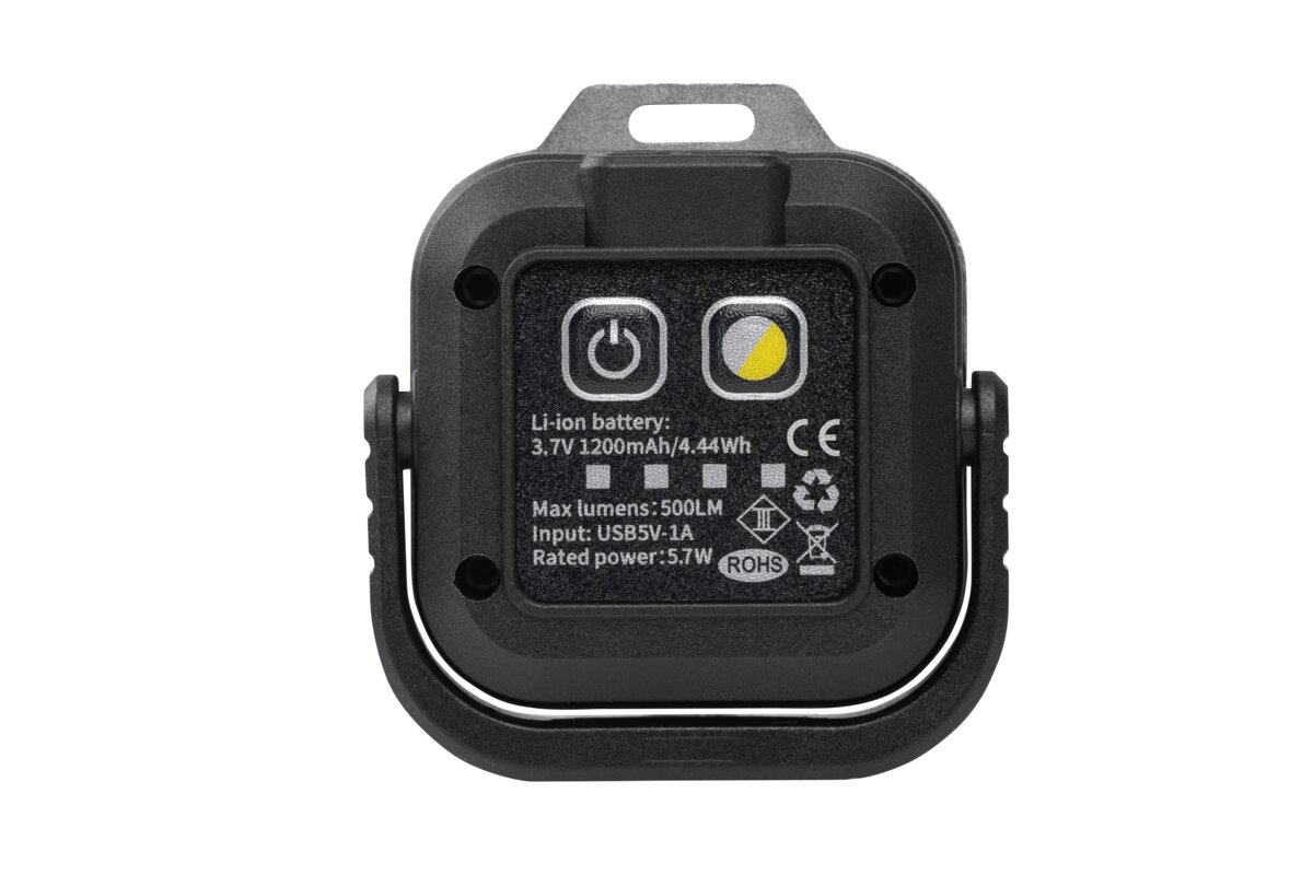LED кишеньковий ліхтарик, 6W, COB, 500lm, CCT, LiPoly 1200mAh, USB-C, IP44, 25-50-100-Flash-Red