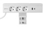 Меблева розетка Nico, 3 x Schuko розетка, USB A+C, кабель 1,5 м, білий з кріпленням