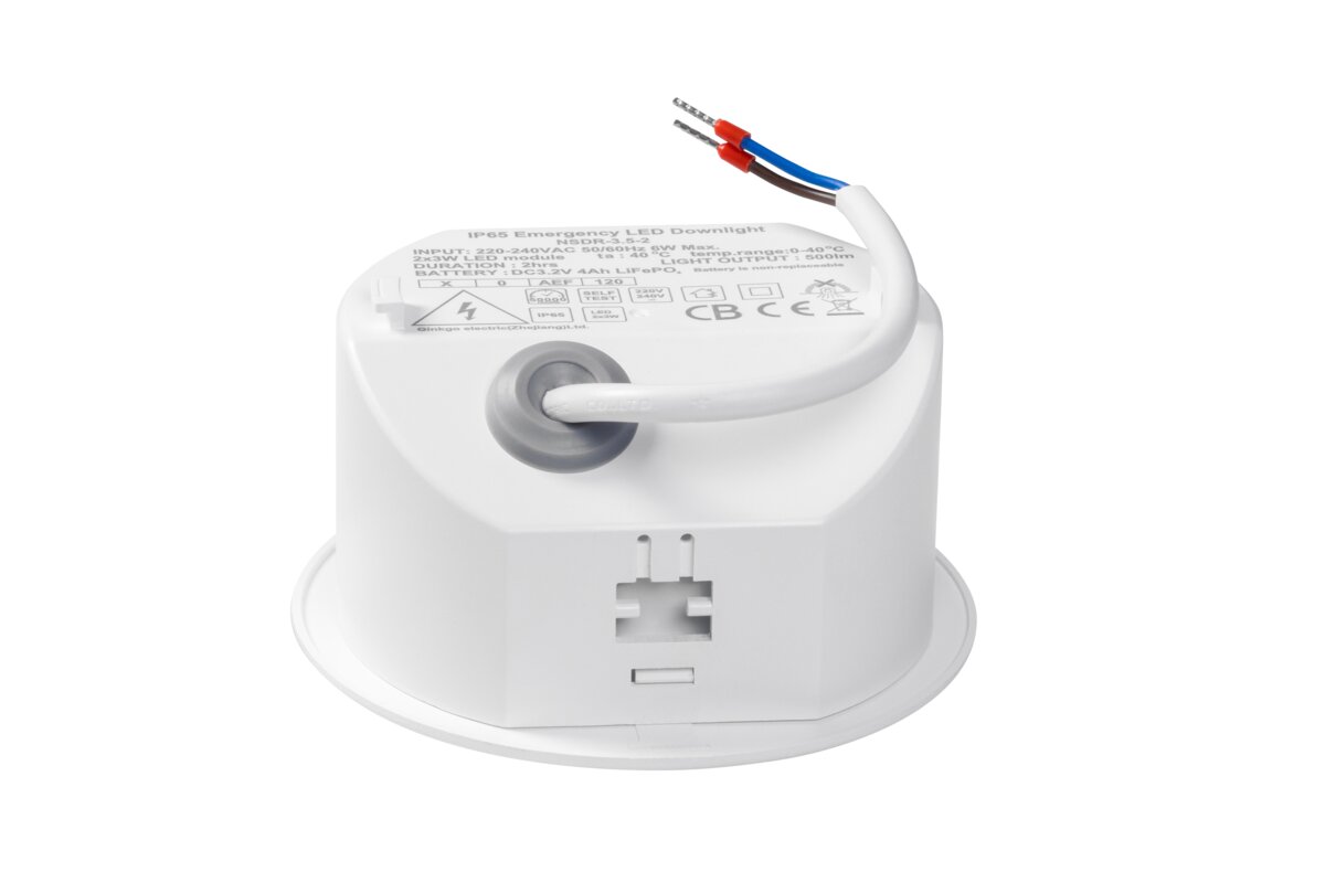 Аварійний світильник NEXO, LED, 2.5W, 350lm, 6400K, AC220-240V, IP65, 3h, TEST, білий