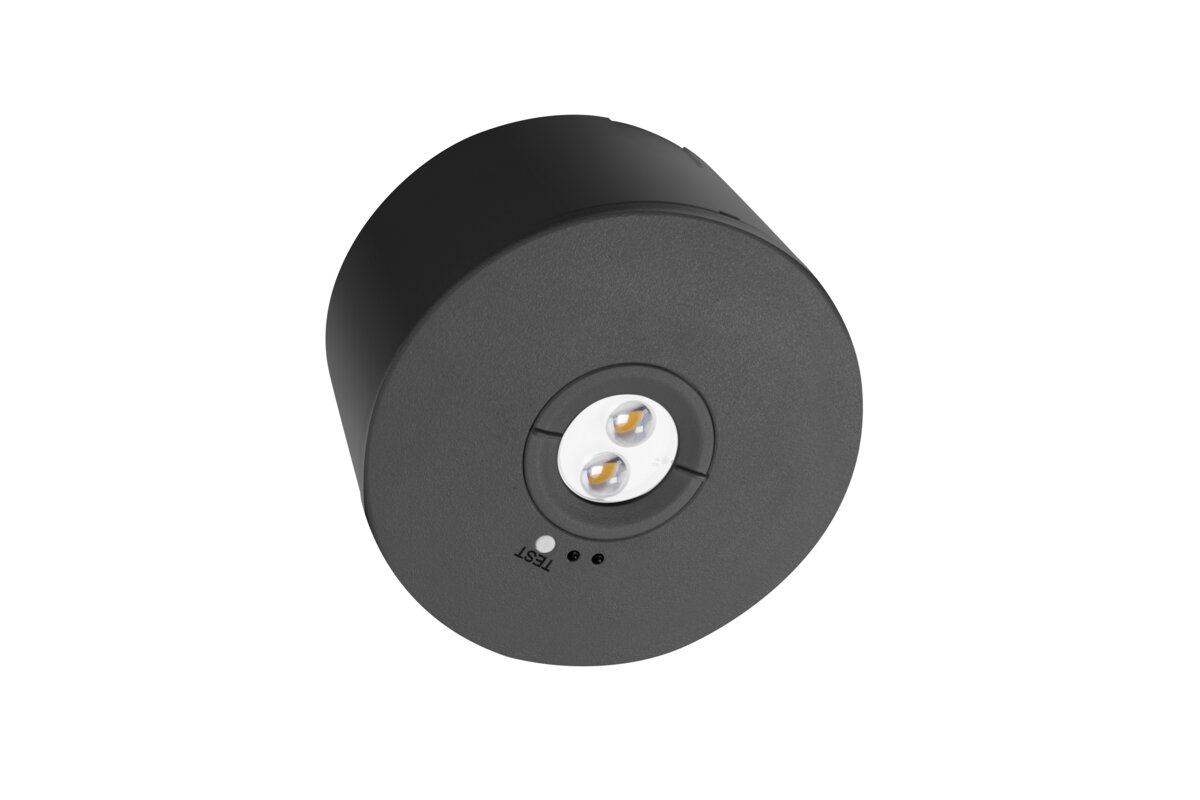 Аварійний світильник NEXO, LED, 2.5W, 350lm, 6400K, AC220-240V, IP65, 3h, TEST, чорний