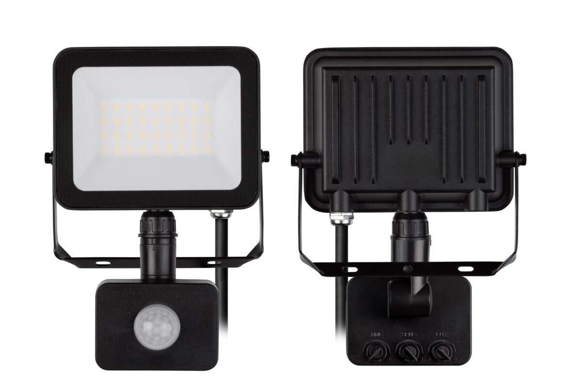 G-TECH Прожектор з датчиком руху VILMAR, LED, 30W, 3000lm, 6400K, AC220-240V, чорний