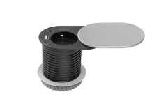 Розетка меблева SLIDE 60мм, 1x gn із заземленням, 1xUSB C 2.4A, inox, кабель 1.9м