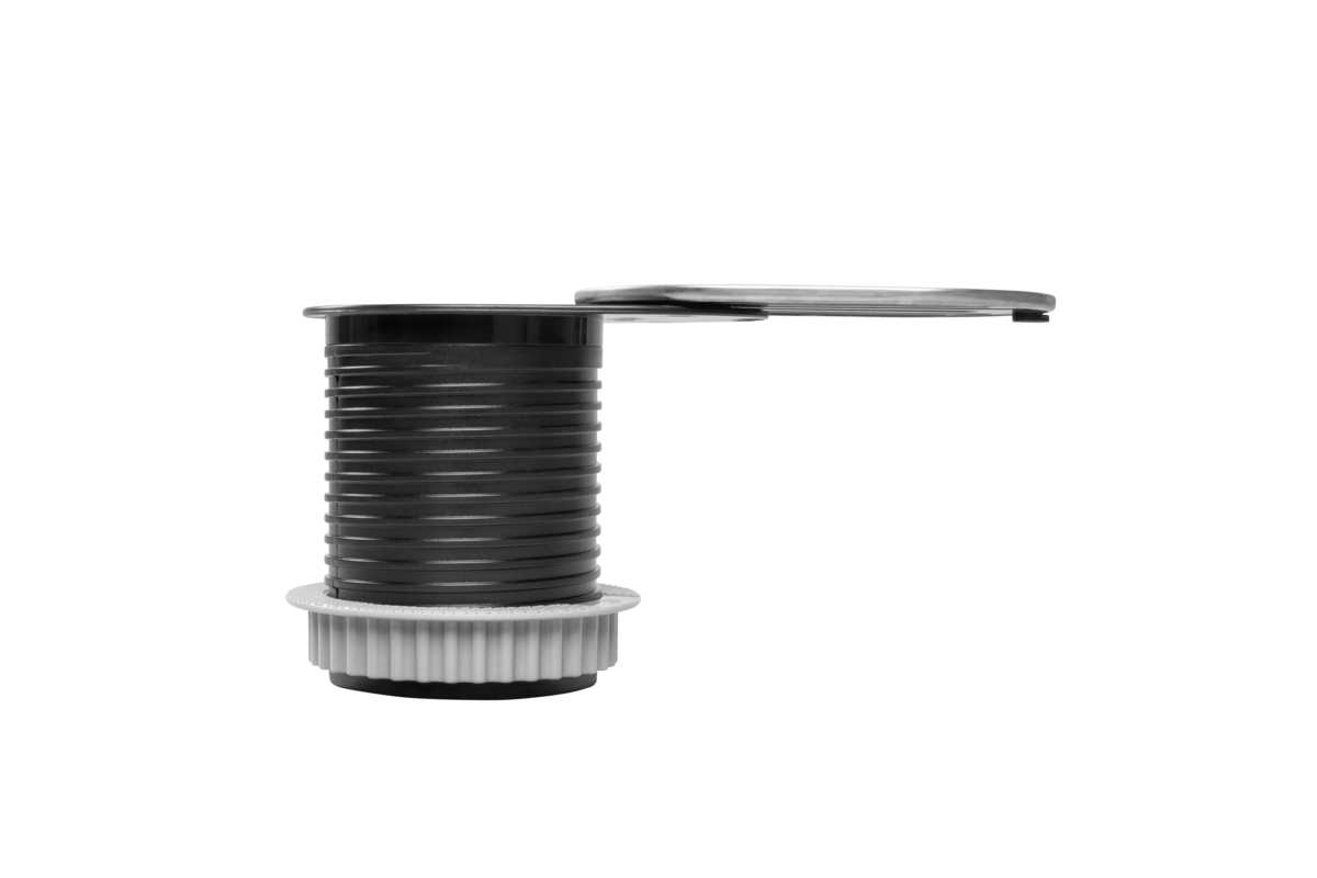 Розетка меблева SLIDE 60мм, 1x gn із заземленням, 1xUSB C 2.4A, inox, кабель 1.9м