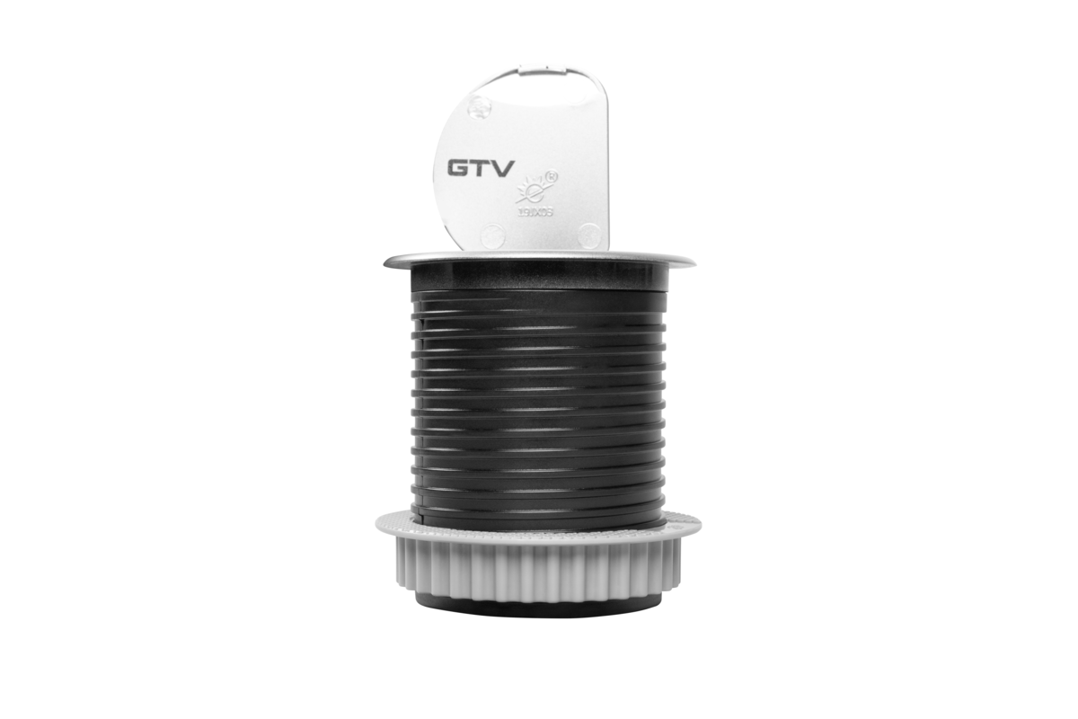 Меблева розетка CHARGER MINI 60мм, 1x gn із заземленням, 1xUSB C 2,4A,alu, кабель 1,9м