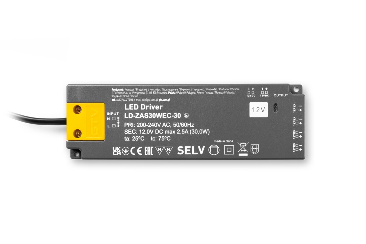 Блок живлення EASY CLICK, DC12В, 30 Вт, вхід AC220-240В, IP20