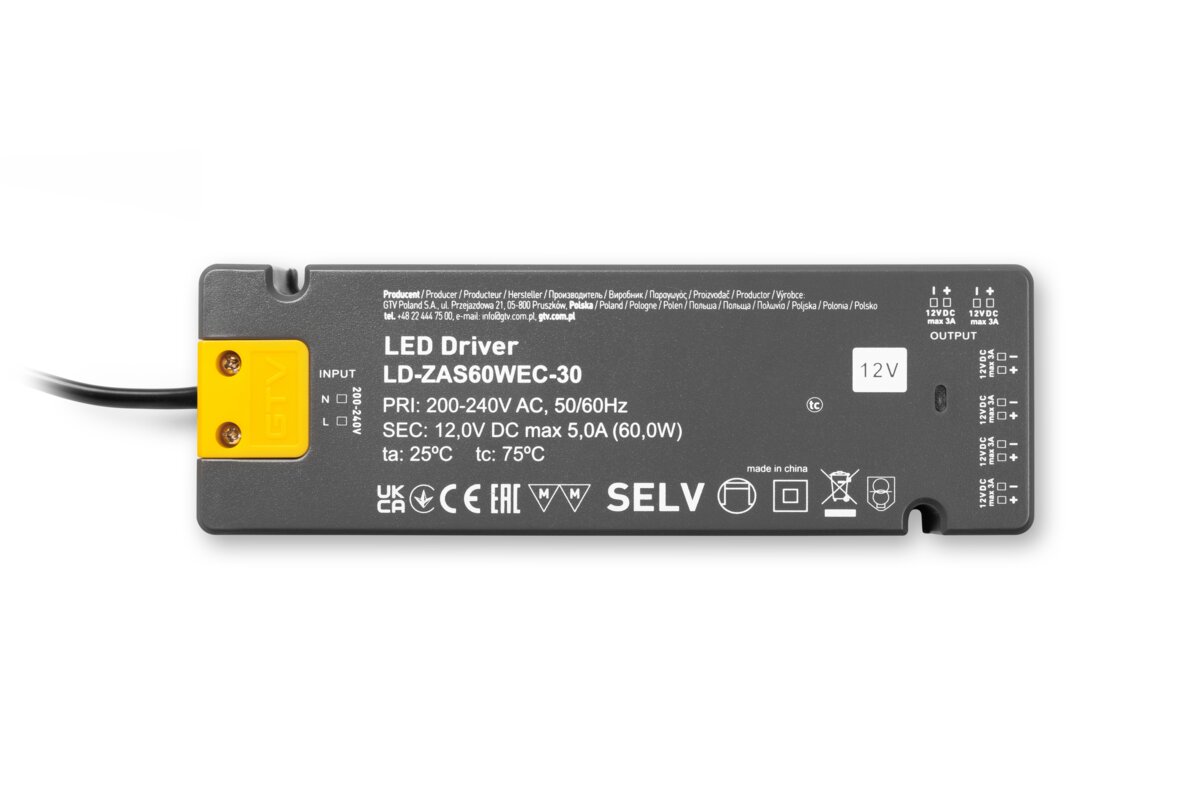 Блок живлення EASY CLICK, DC12В, 60 Вт, вхід AC220-240В, IP20