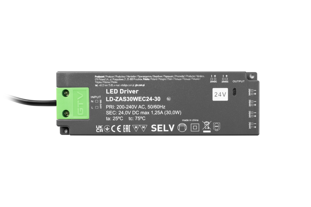 Блок живлення EASY CLICK, DC24В, 30 Вт, вхід AC220-240В, IP20