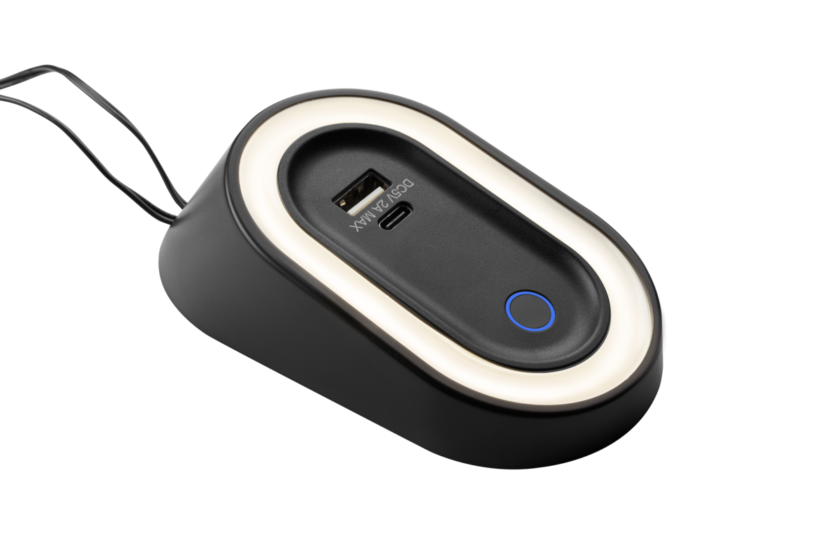 Elipso luminaire з бездротовим сенсором, USB A+C, DC12V, 2.5W, 80lm, 4000K, ПК, димований, чорний
