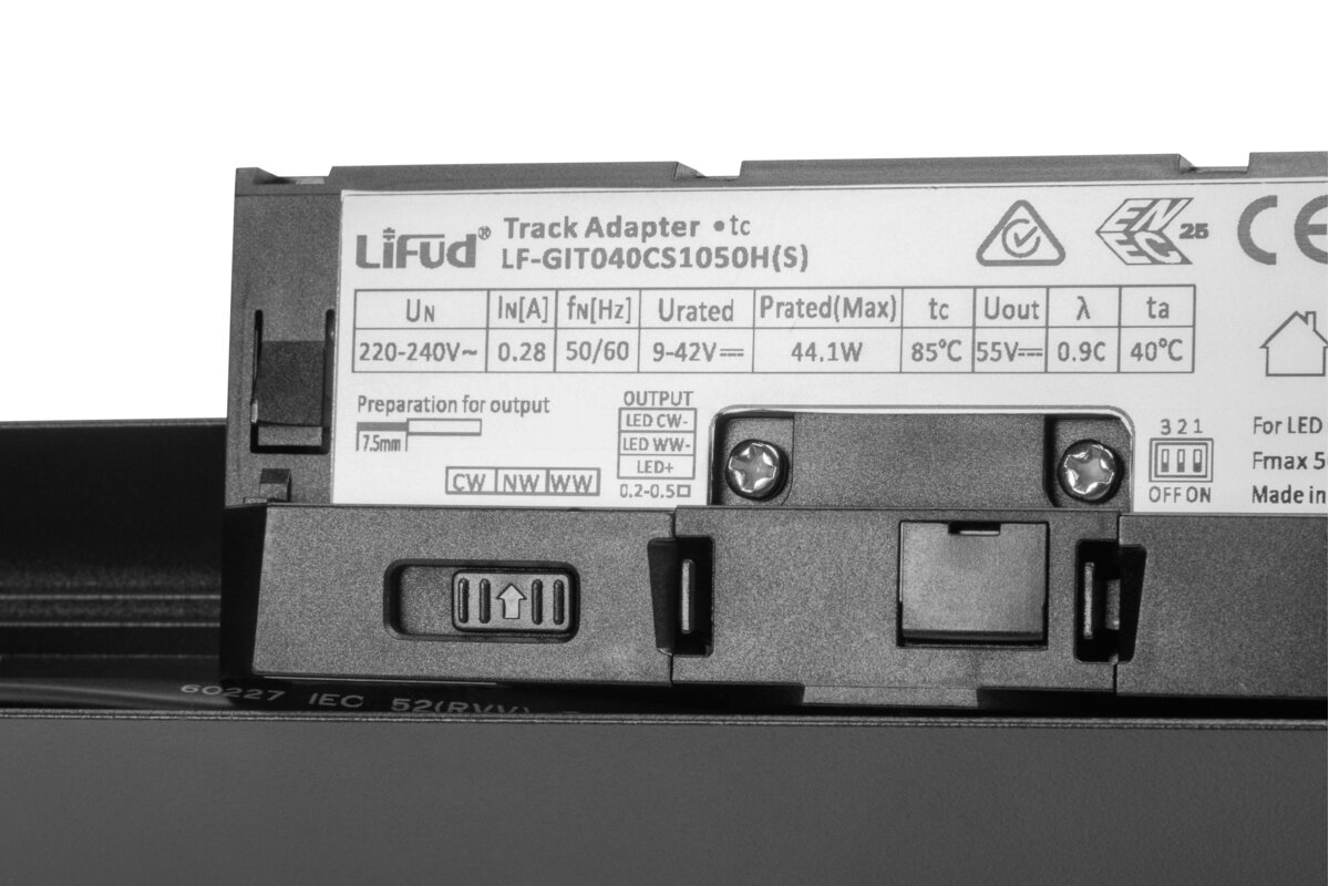 LIVIA Track light 3F, LED, 40W, 5200lm, CCT, AC220-240V, 90°, чорний