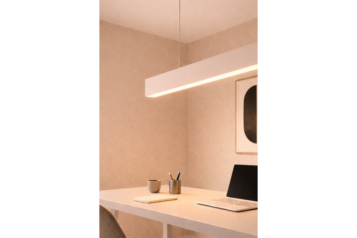 Лінійний світильник LUNA, LED, 20W, 2400lm, CCT, AC220-240V, AL/PC, 60 см, білий