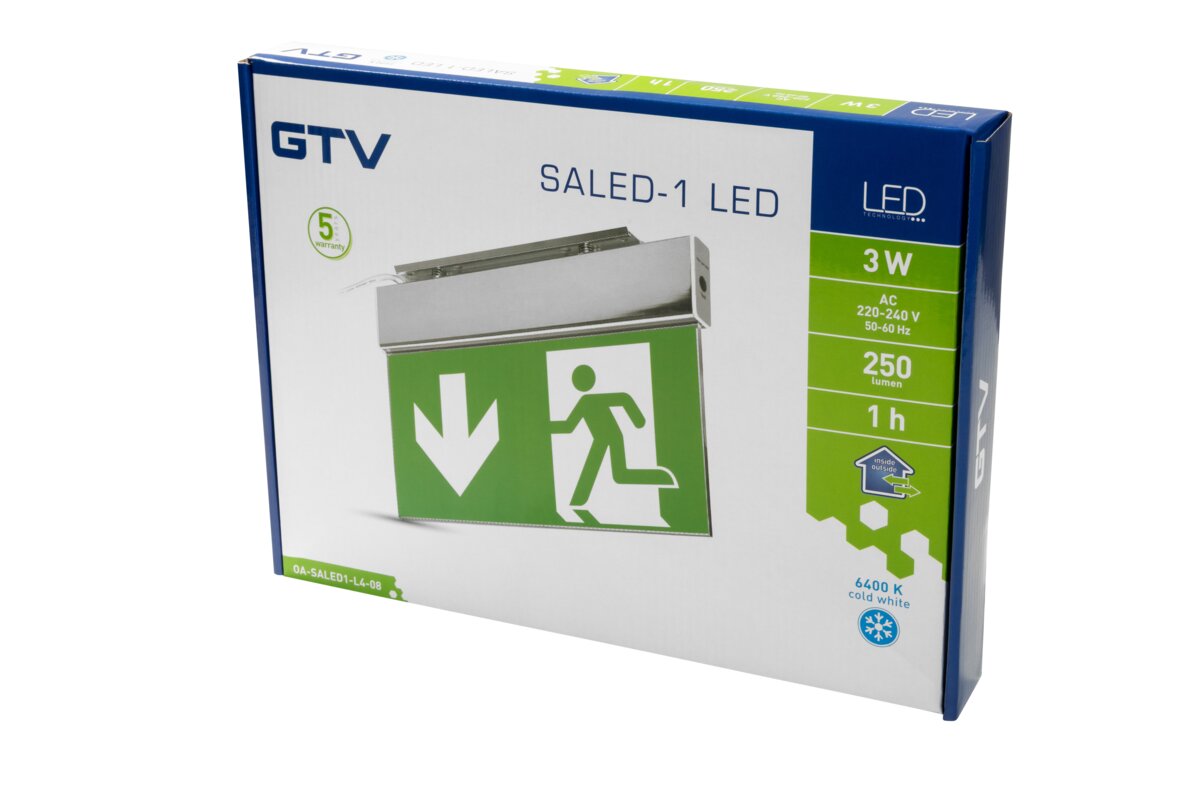 Аварійний світильник SALED-1, LED, 3W, 250lm, 6400K, AC220-240V, 1h, подвійного призначення
