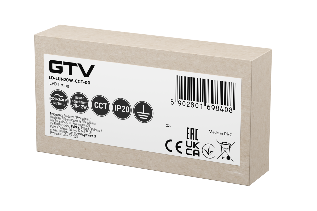 Лінійний світильник LUNA, LED, 20 Вт, 2400 лм, CCT, AC220-240V, AL/PC, 60 см, чорний