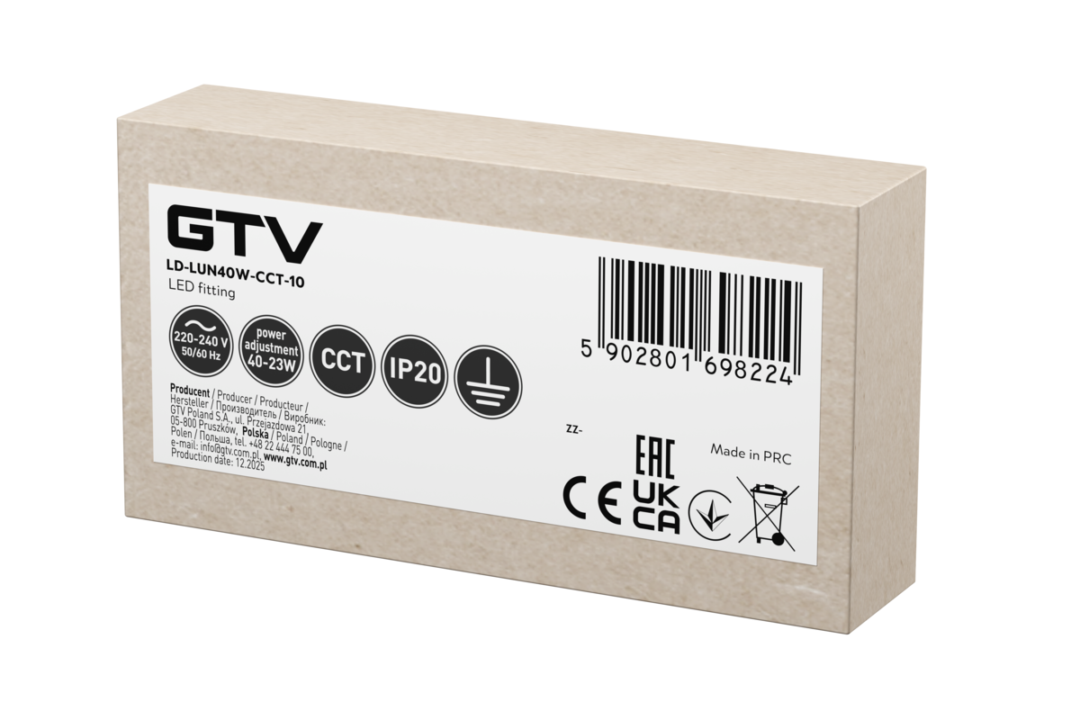 Лінійний світильник LUNA, LED, 40W, 4800lm, CCT, AC220-240V, AL/PC, 120 см, чорний