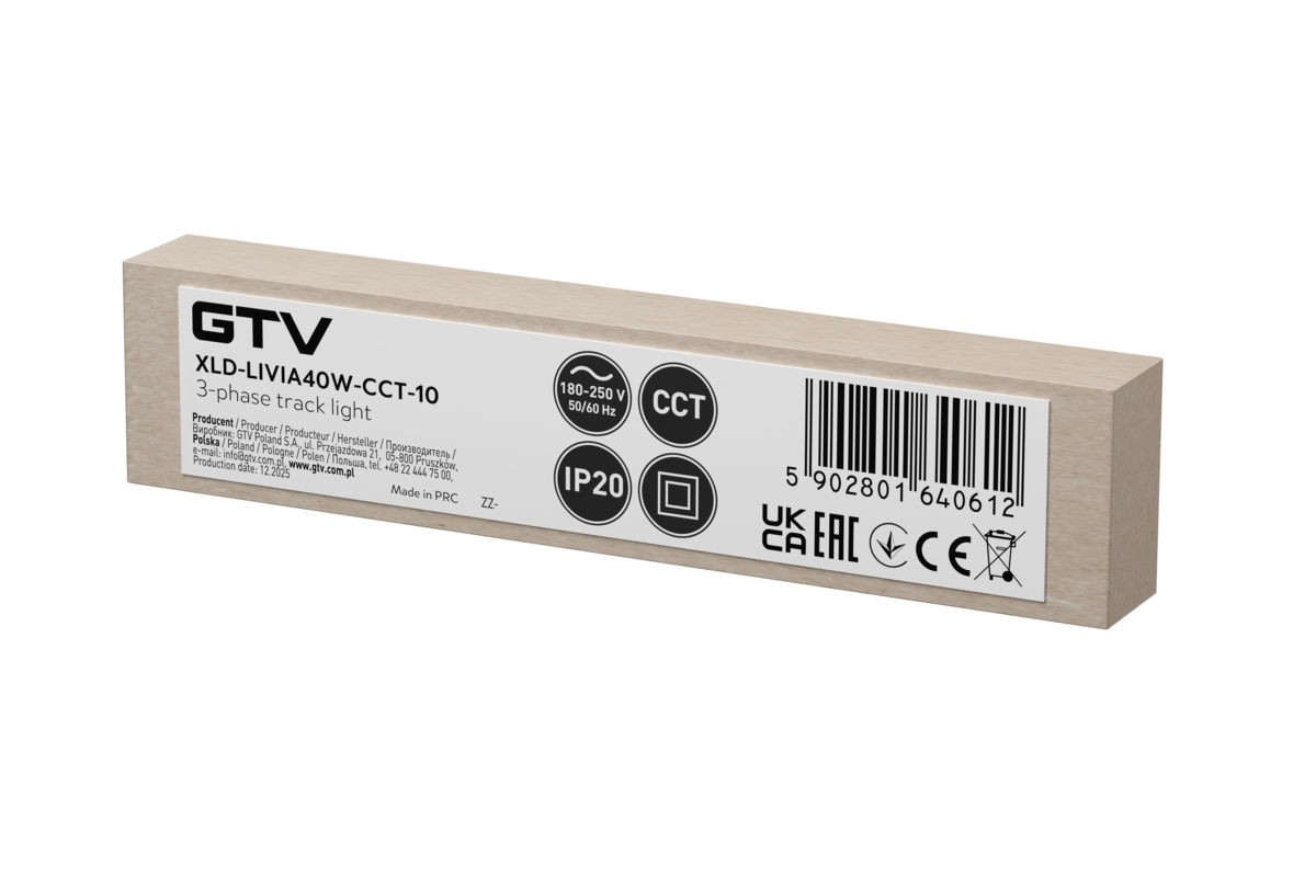 LIVIA Track light 3F, LED, 40W, 5200lm, CCT, AC220-240V, 90°, білий