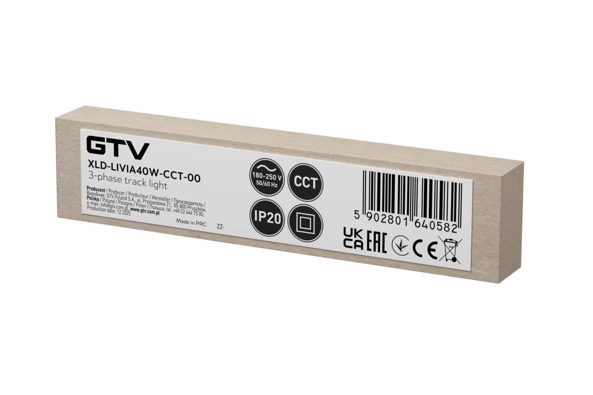 LIVIA Track light 3F, LED, 40W, 5200lm, CCT, AC220-240V, 90°, чорний