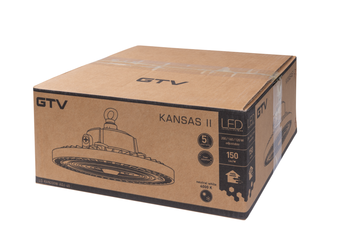Highbay KANSAS II LUMINAIRE, LED, 200W-160W-120W, 150lm/W, 4000K, AC180-250V, IP65, 1-10V