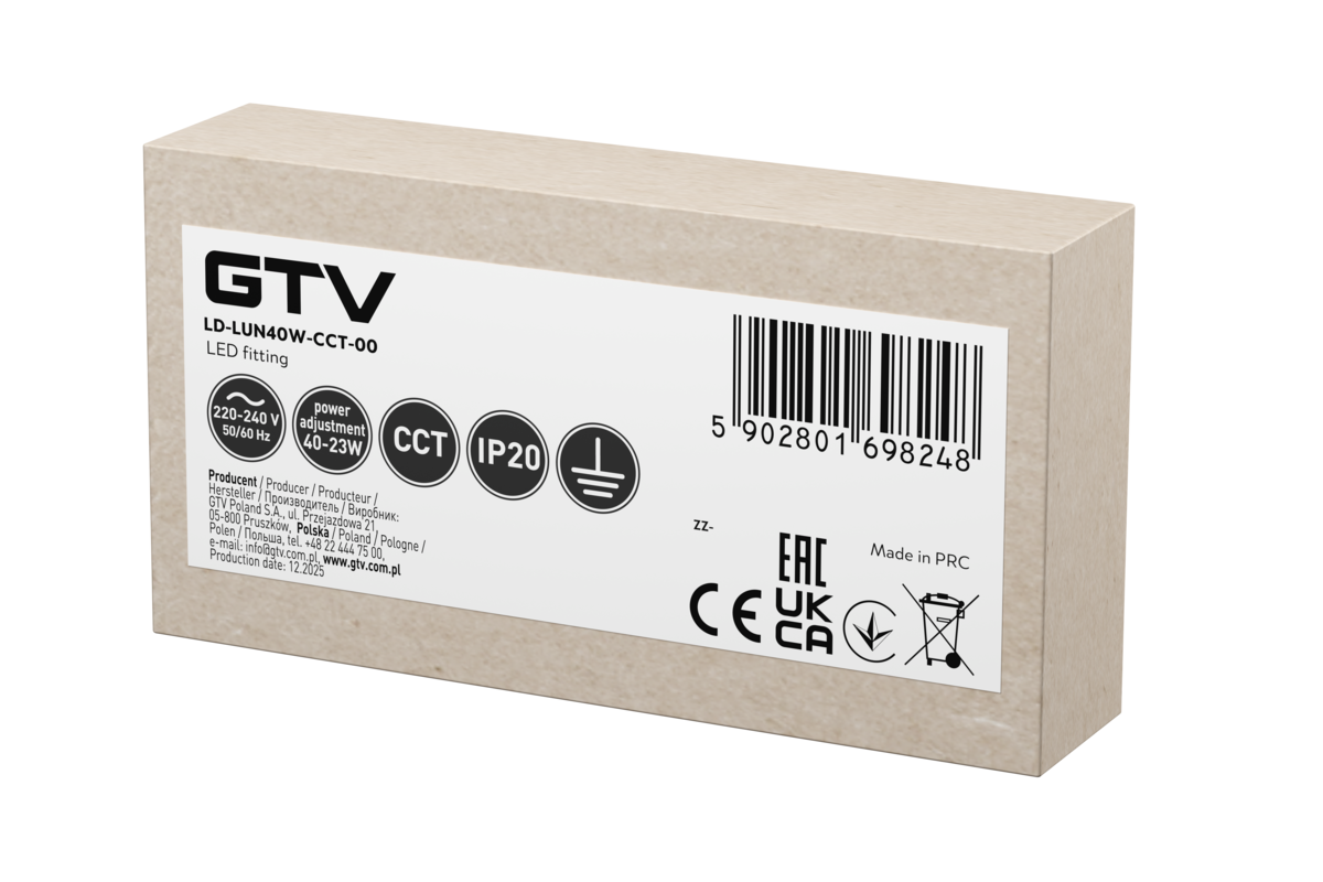 Лінійний світильник LUNA, LED, 40 Вт, 4800 лм, CCT, AC220-240V, AL/PC, 120 см, білий
