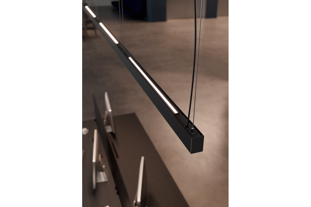 Лінійний світильник LUNA, LED, 40W, 4800lm, CCT, AC220-240V, AL/PC, 120 см, чорний