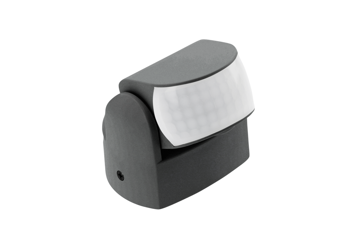 Датчик руху CR-9 MINI, макс. 1200 Вт, кут виявлення 180°/360°, діапазон 12 м, IP65, чорний