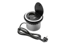 Меблева розетка CHARGER, Ø100 мм, 1хSHUKO, 2xUSB-A 2A, кабель 1.5 м, сірий