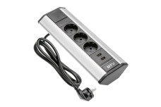Подовжувач кутовий 3хSHUKO, 2xUSB-A 2.1A, алюміній