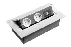 Меблева розетка, 2хSHUKO, 2xUSB-A, без кабелю, білий