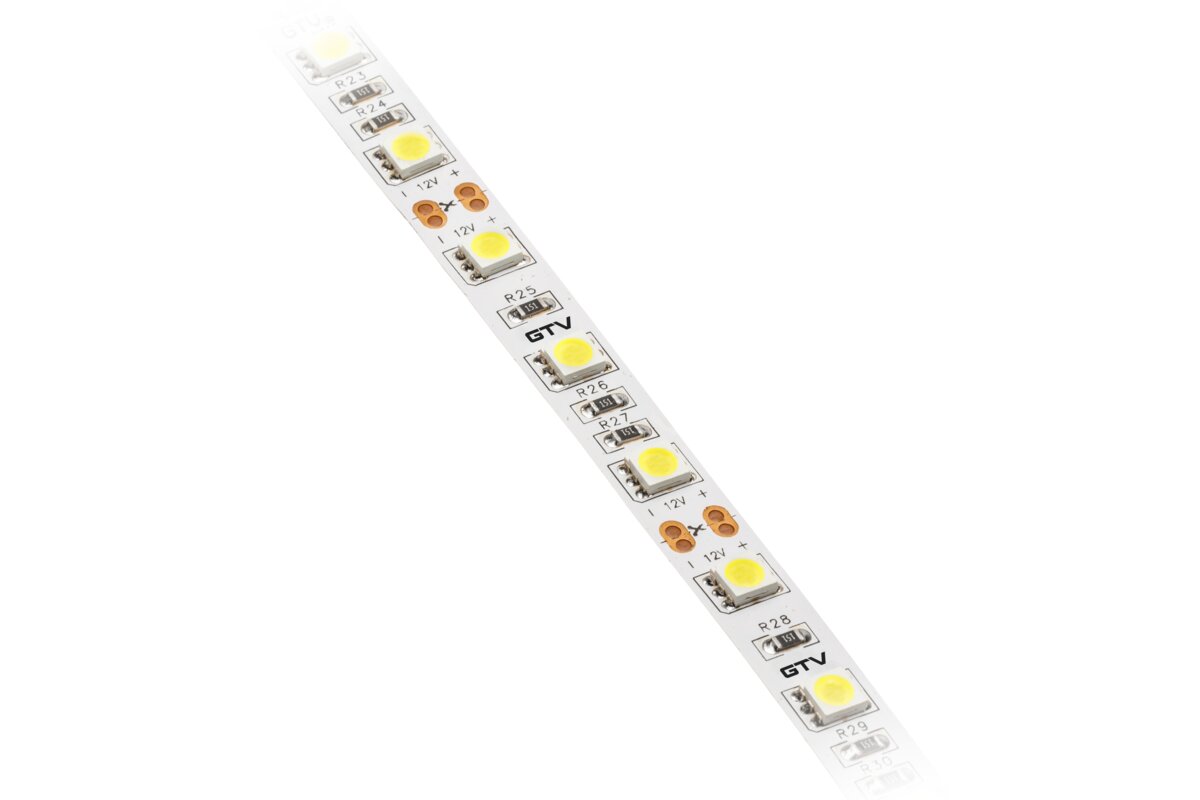 Світлодіодна стрічка 5050, DC12В, 300LED/5м, 14.4 Вт/м, 900 лм/м, 3200К, IP20, рулон 5 м