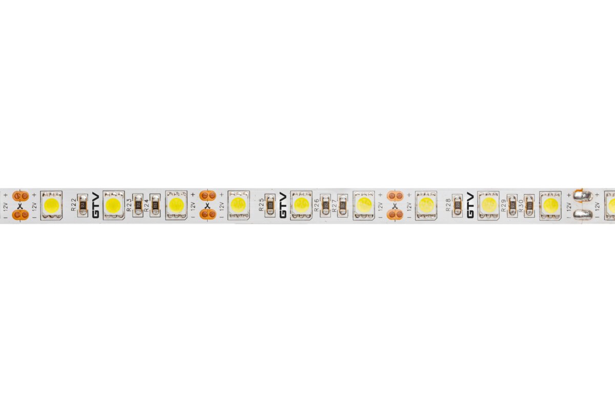Світлодіодна стрічка 5050, DC12В, 300LED/5м, 14.4 Вт/м, 900 лм/м, 3200К, IP20, рулон 5 м
